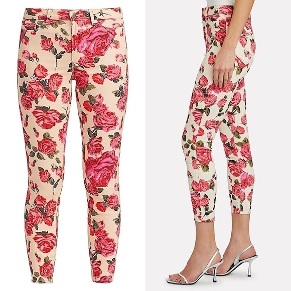 NWT L'AGENCE High Rise Floral Print Stretch Denim Ankle Cropped Skinny Jeans 25 - Picture 7 of 11